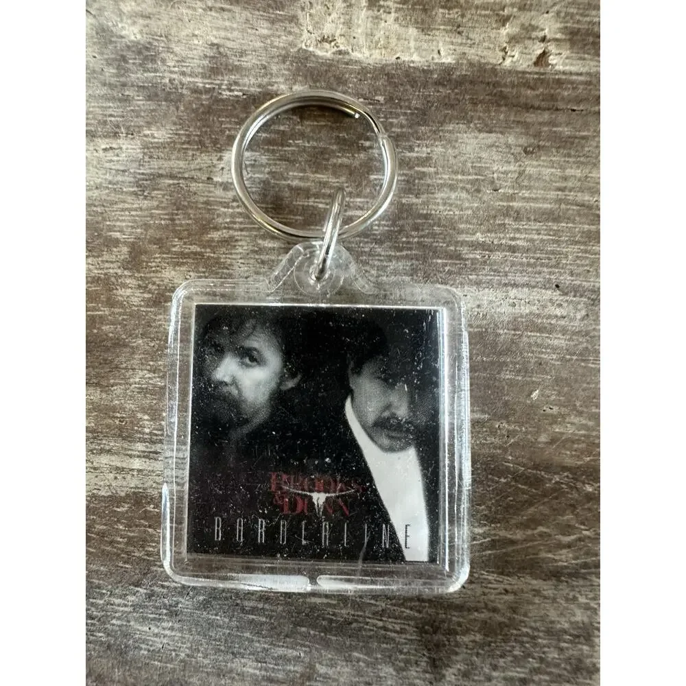 Vintage Keychain Brooks & Dunn Key Ring Acrylic Fob Country Music Artist USA